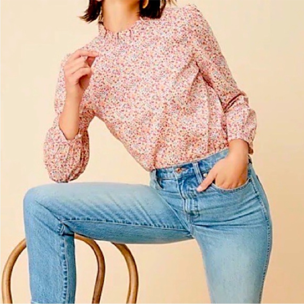 J Crew Long-sleeve ruffleneck top in Liberty®
Phoebe floral, sz Small